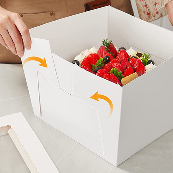 Valge kokkupandav sünnipäevakoogikarp magustoiduks 10-tolline 12-tolline koogipakend ühekordne pakendkarp