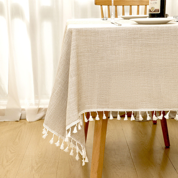 Piiriülene puuvillast ja linasest laudlina koduseks kasutamiseks, Nordic Light luksusliku stiiliga, tipptasemel kohvilaualina, tutiga, veekindel ja põletuskindel kangast laudlina