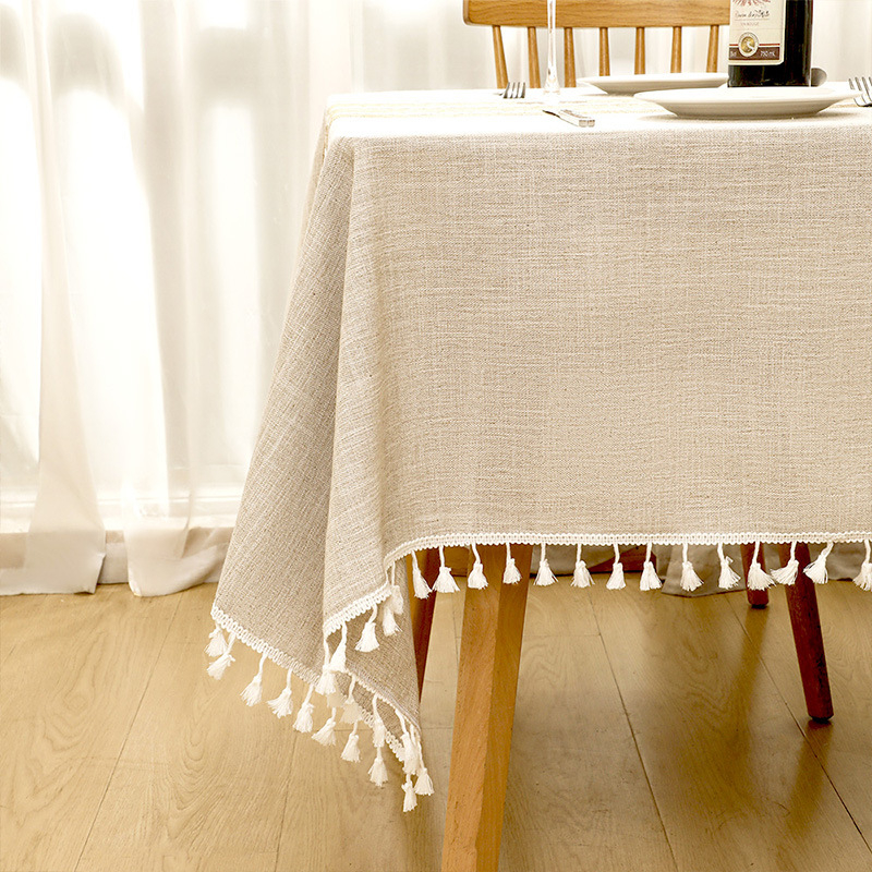 Piiriülene puuvillast ja linasest laudlina koduseks kasutamiseks, Nordic Light luksusliku stiiliga, tipptasemel kohvilaualina, tutiga, veekindel ja põletuskindel kangast laudlina