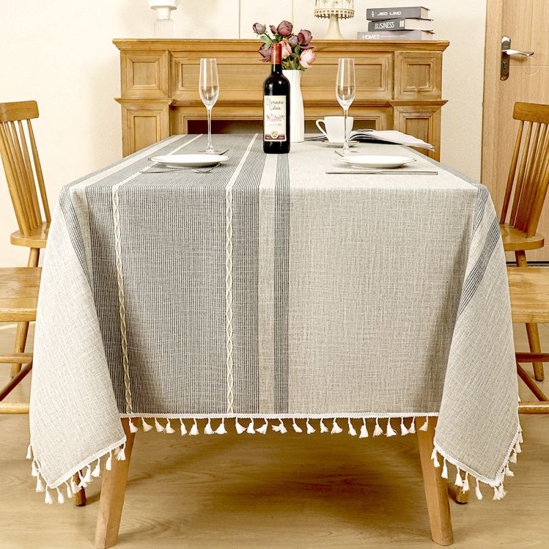 Piiriülene puuvillast ja linasest laudlina koduseks kasutamiseks, Nordic Light luksusliku stiiliga, tipptasemel kohvilaualina, tutiga, veekindel ja põletuskindel kangast laudlina