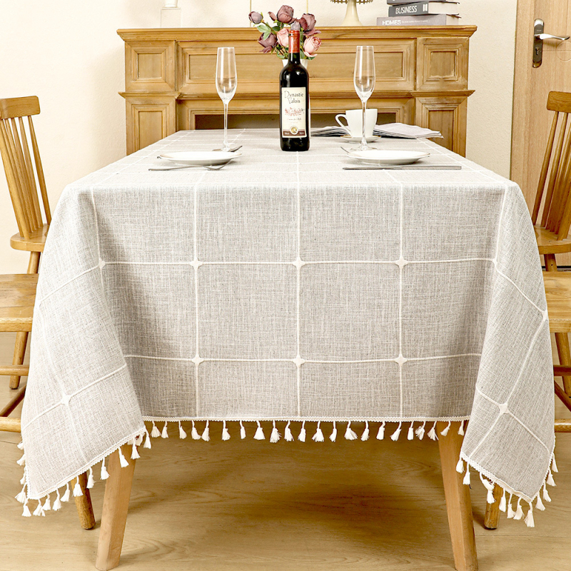 Piiriülene puuvillast ja linasest laudlina koduseks kasutamiseks, Nordic Light luksusliku stiiliga, tipptasemel kohvilaualina, tutiga, veekindel ja põletuskindel kangast laudlina