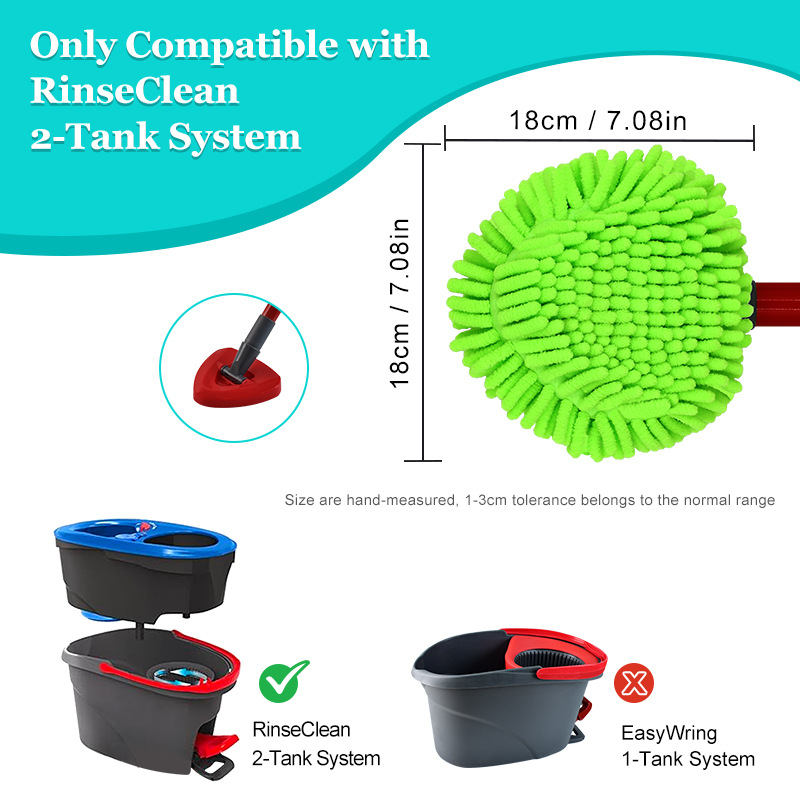 Adaptált O-Cedar RinseClean nedves és száraz Chenille felmosóhüvely forgófelmosó csere tartozékok