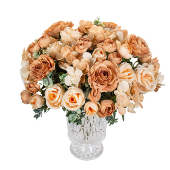 Dirbtinė 5 šakučių rožių maža arbatmedžio puokštė vestuvių puokštė dirbtinė gėlė paprasta namų svetainės valgomojo stalo dekoracija gėlė