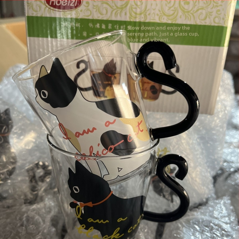 Jaapani stiilis loominguline armas kassklaasist tüdruk vesi kohvi piim hommikusöök kassikäpp majapidamise hulgimüük