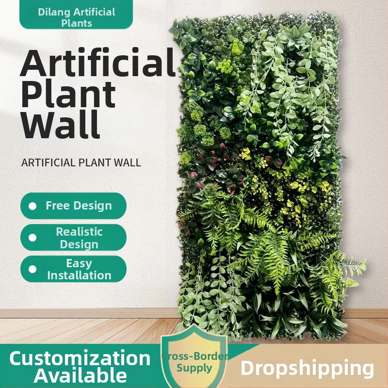 Симулация на зелена растителна стена, персонализиране на симулация на растителна стена, трева Lanmi, асортимент от трева, фалшива морава, декорация на стена, фон