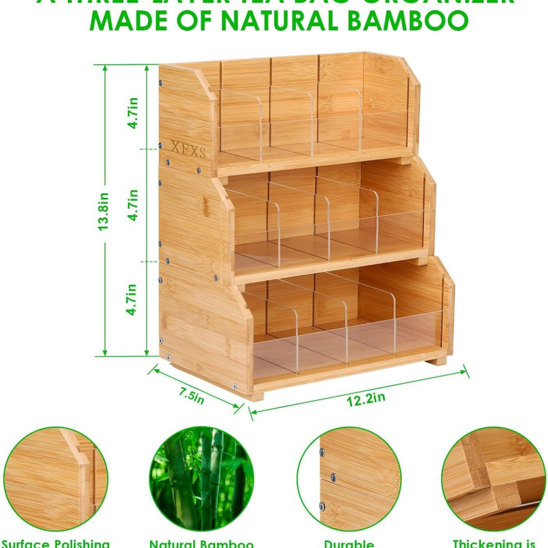 Kreatív, egymásra rakható, fából készült teafilter-tároló állvány, fából készült kávéfilter-tároló állvány, cukorfilter-tároló állvány, tömörfa hozzávalózacskó-tároló állvány