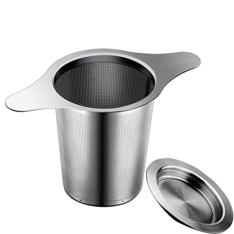 Filtru de ceai din oțel inoxidabil 304, filtru de ceai cu urechi duble, mâner dublu, infuzor de ceai cu scurgeri de ceai, filtru de ceai, accesorii pentru set de ceai