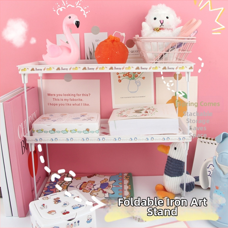 Tárolóállvány Egyszerű háztartási asztali fürdőszobai tárolóállvány Tárolóállvány Újdonságok Kozmetikai ékszerek Egyrétegű összecsukható