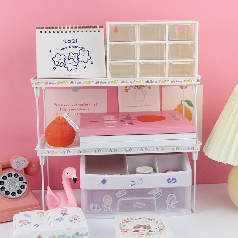 Tárolóállvány Egyszerű háztartási asztali fürdőszobai tárolóállvány Tárolóállvány Újdonságok Kozmetikai ékszerek Egyrétegű összecsukható