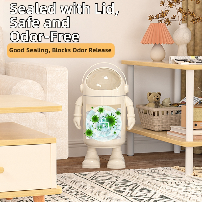 Кошче за боклук с висока стойност за красота 2025, боклук за хол, сладък забавен анимационен астронавт, тоалетна, голяма кофа за съхранение с капак