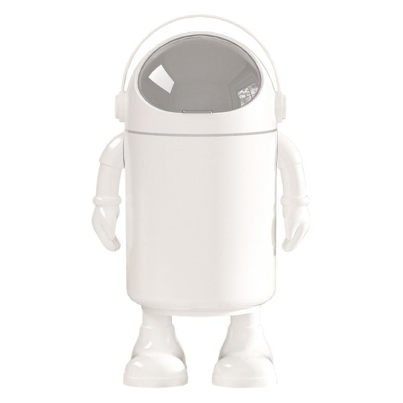 Atkritumu tvertne ar augstu skaistuma vērtību 2025. gada dzīvojamā istaba, mājsaimniecības atkritumi, jauks, jautrs multfilmas astronauta tualetes papīrs, liels uzglabāšanas spainis ar vāku