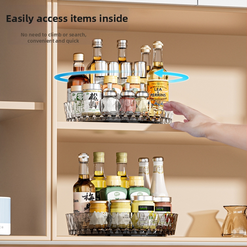 Въртяща се стойка за кухненски плот, многофункционална, въртяща се чиния, стойка за съхранение на подправки, тава за съхранение на плот за хол