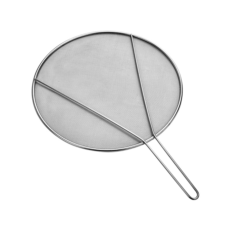 Nerūdijančio plieno aliejui atsparus purslų puodo dangtis, apvalus virtuvės buitinis aliejui atsparus sprogimui atsparus tinklelis su rankena, aliejui atsparus purslams atsparus tinklelis, aliejui atsparus kanalizacijos dangtis