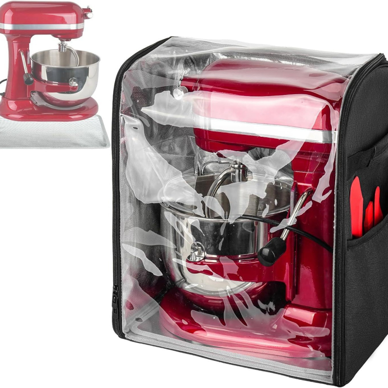 Virtuves miksera vāks, kas saderīgs ar KitchenAid, 6-8 litru tilpums, ar noņemamu cieto pamatni un caurspīdīgu priekšējo paneli.