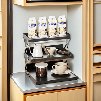 Πτυσσόμενο ράφι αποθήκευσης μπαρ γραφείου, ράφι αποθήκευσης καφετιέρας γραφείου, πολυλειτουργικό ράφι αποθήκευσης πάγκου για οικιακή χρήση