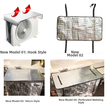 Naujas oro kondicionieriaus išorinis gaubtas, išorinis mašinos dangtis, aliuminio folijos šilumos izoliacinė plėvelė, burbulinė plėvelė, ugniai atspari, atspari lietui, apsauga nuo saulės, energiją taupanti apsauga, energiją taupantis dangtis