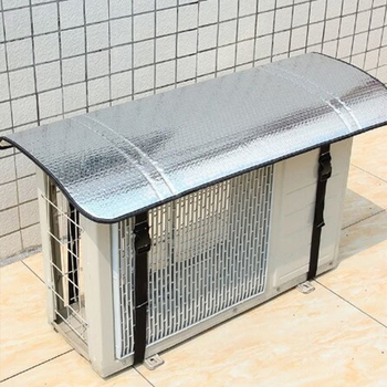 Naujas oro kondicionieriaus išorinis gaubtas, išorinis mašinos dangtis, aliuminio folijos šilumos izoliacinė plėvelė, burbulinė plėvelė, ugniai atspari, atspari lietui, apsauga nuo saulės, energiją taupanti apsauga, energiją taupantis dangtis