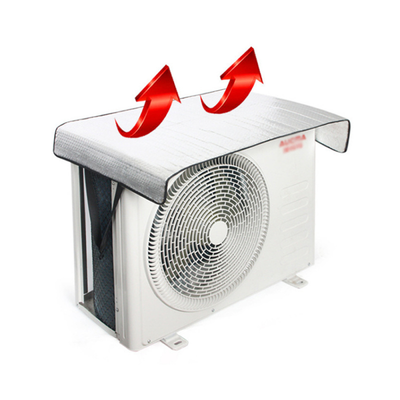 Naujas oro kondicionieriaus išorinis gaubtas, išorinis mašinos dangtis, aliuminio folijos šilumos izoliacinė plėvelė, burbulinė plėvelė, ugniai atspari, atspari lietui, apsauga nuo saulės, energiją taupanti apsauga, energiją taupantis dangtis