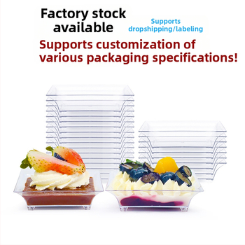 Tarpvalstybiniai „Amazon“ sprogimai Vienkartiniai PS kieto plastiko sutirštinto dizaino deserto padažo indai Skaidrūs užkandžiai Mažas spalvotas indas