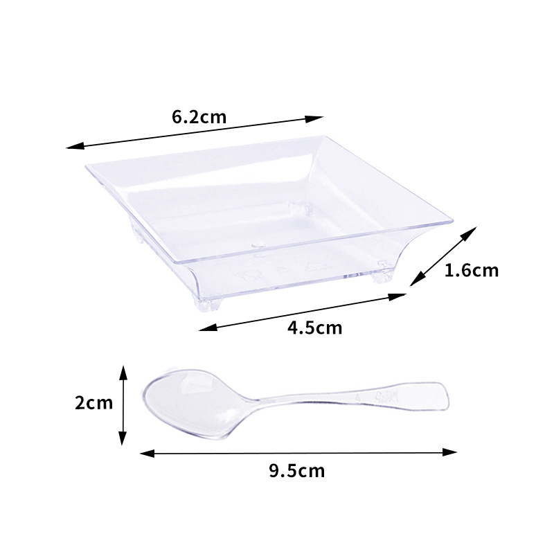 Tarpvalstybiniai „Amazon“ sprogimai Vienkartiniai PS kieto plastiko sutirštinto dizaino deserto padažo indai Skaidrūs užkandžiai Mažas spalvotas indas