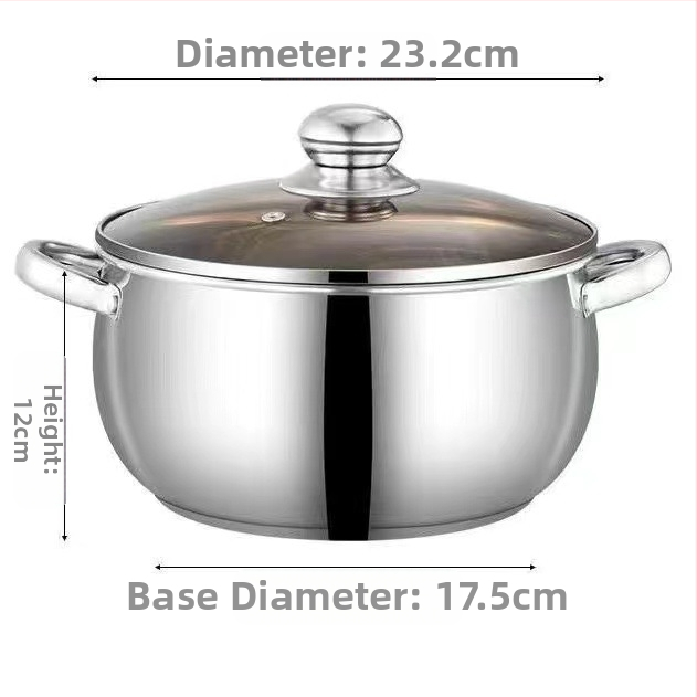 304 rozsdamentes acél levesesfazék vastagított aljú almásfazék háztartási fazék dupla fülű fazék nagy hasú fazék indukciós tűzhely párolás magas hőmérsékletnek ellenálló