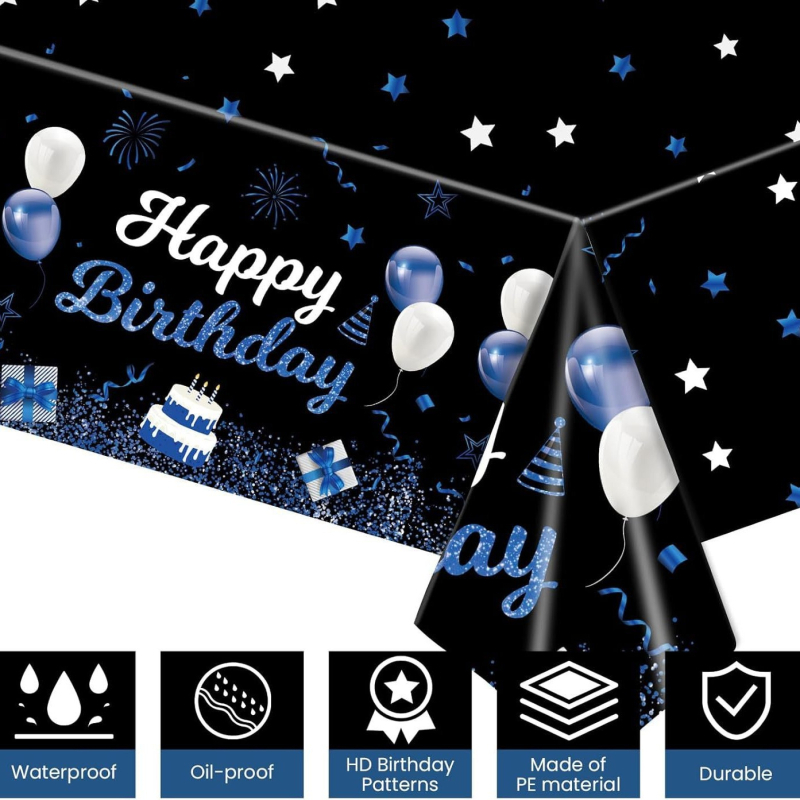 Нова седемцветна покривка за рожден ден, детска цветна покривка за рожден ден с балони, фабрика за покривки за еднократна употреба от Pe