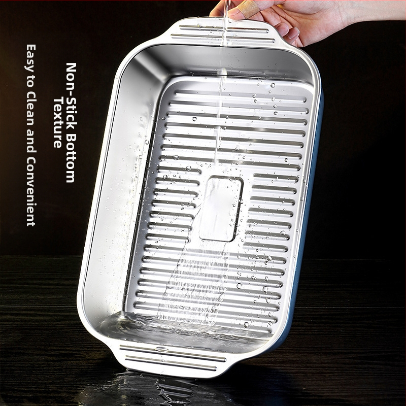 Неръждаема стомана, грилована риба, бинаурална чиния за раци, домакинска чиния за барбекю плюс дълбока многофункционална чиния, специална тенджера за морски дарове