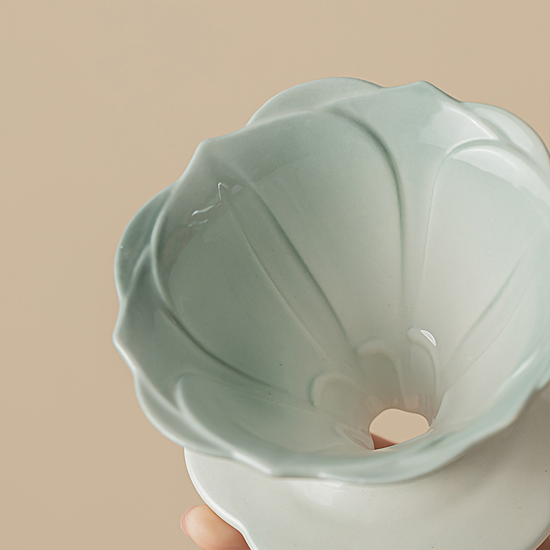 Žiedlapio spalvos vertė kavos filtro puodelis rankinis kavos puodas kavos filtro ekranas lašelinis filtro puodelis keraminis kavos filtro puodelis