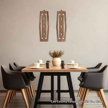 Дървена обява Винтидж ресторант Декоративна висулка Геометричен панел Декорации за стена на хол Занаяти Ресторант Масивни дървени висящи орнаменти