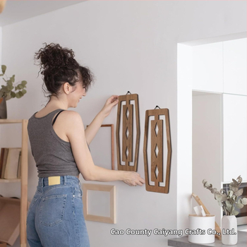 Дървена обява Винтидж ресторант Декоративна висулка Геометричен панел Декорации за стена на хол Занаяти Ресторант Масивни дървени висящи орнаменти