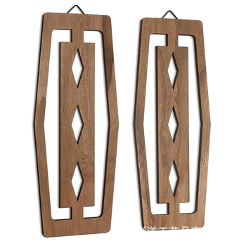 Дървена обява Винтидж ресторант Декоративна висулка Геометричен панел Декорации за стена на хол Занаяти Ресторант Масивни дървени висящи орнаменти