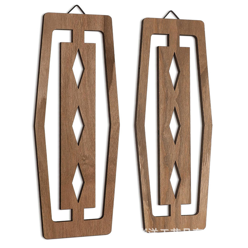 Дървена обява Винтидж ресторант Декоративна висулка Геометричен панел Декорации за стена на хол Занаяти Ресторант Масивни дървени висящи орнаменти