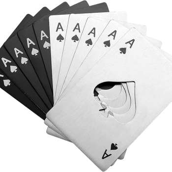 Piiriülene poti äss pudeliavaja mängukaardile, roostevabast terasest kaasaskantav metallist õllepudeliavaja rahakotitaskuga