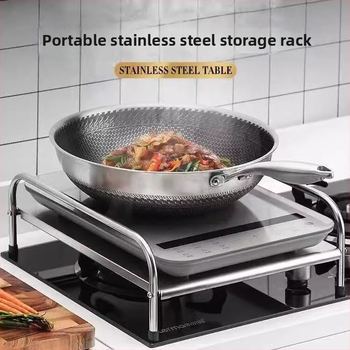 Paksendatud roostevabast terasest induktsioonpliidi riiul köögitarvete hoiuriiul gaasipliidi gaasikatte tööpinna hoiuriiul