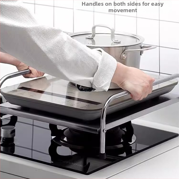 Удебелена стойка за индукционни котлони от неръждаема стомана, кухненска поставка, газова печка, капак за газов плот