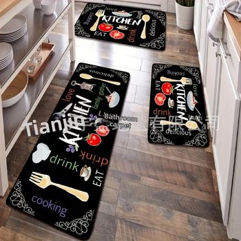 Tarpvalstybinis temu flanelinis grindų kilimėlis amerikietiško stiliaus sutirštintas sugeriantis geros priežiūros pėdų kilimėlis namų apyvokos virtuvės neslystantis kilimėlis