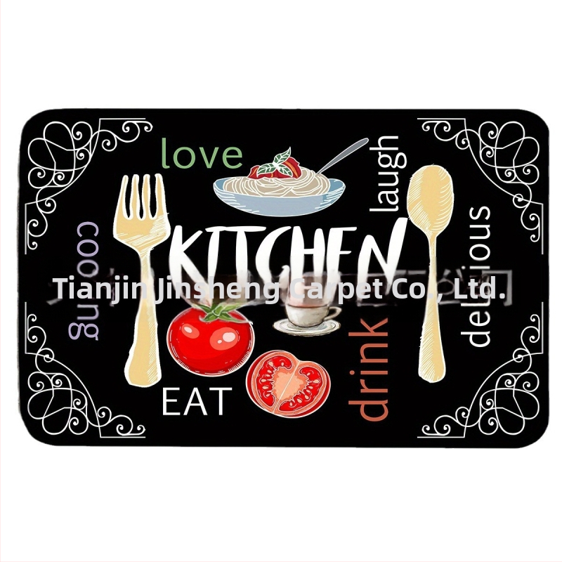 Трансгранична тема Фланелена подова постелка в американски стил, удебелена абсорбираща, добре поддържана постелка за крака, домакинска кухня, противокапкова, противоплъзгаща се постелка