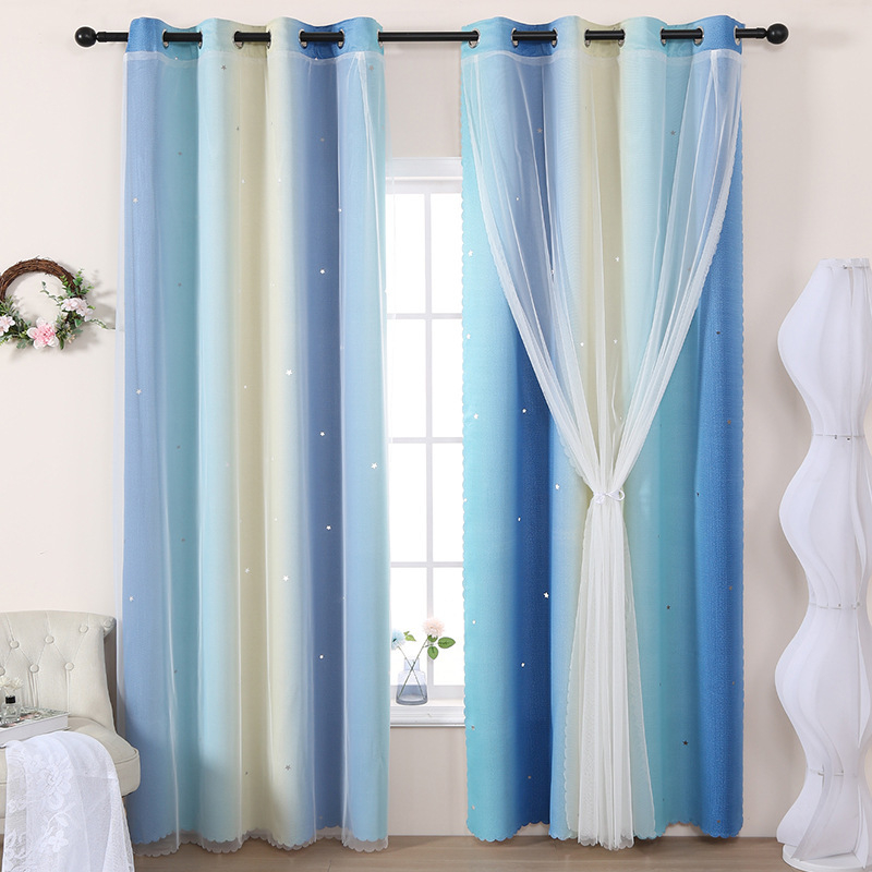 „Amazon“ užsienio tarpvalstybinės marlės užuolaidų šaltinio audinio nėrinių šešėliavimas „Home Star“ užsienio prekybos dvisluoksnės gamyklinės užuolaidos gatavi gaminiai