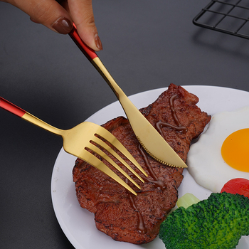 Loominguline roostevabast terasest portugali kaasaskantav lauanõude nuga, kahvel ja lusikas söögipulgad kaasaskantav reisikinkekomplekt neljaosaline