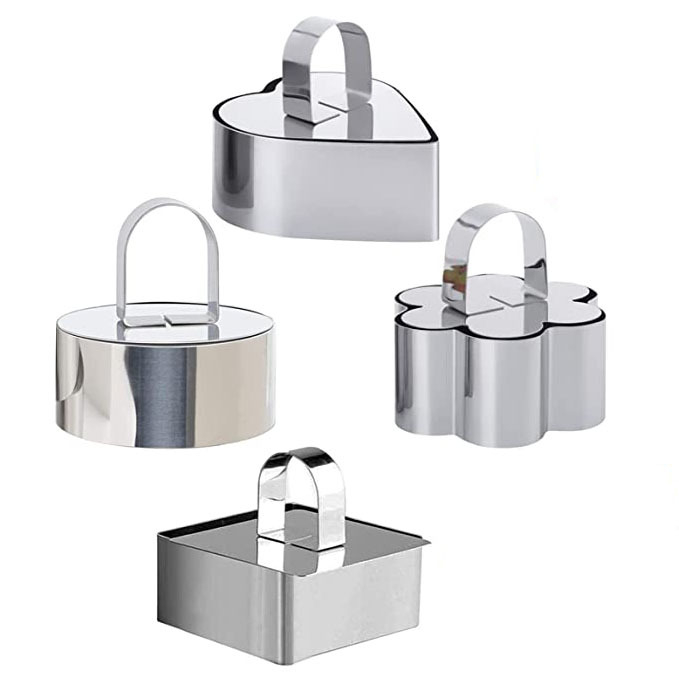 Форма за мус от неръждаема стомана, малка, кръгла, с дъно, сирене, квадратна, с форма на сърце, домашен инструмент за печене