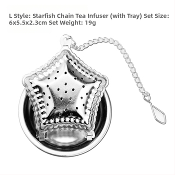 Nerūdijančio plieno pakabinamas puodelio arbatos sietelis modernus arbatos gaminimo artefaktas biuro arbatos čiaupas su specialiu padėklu, įvairių raštų pasirinktinai