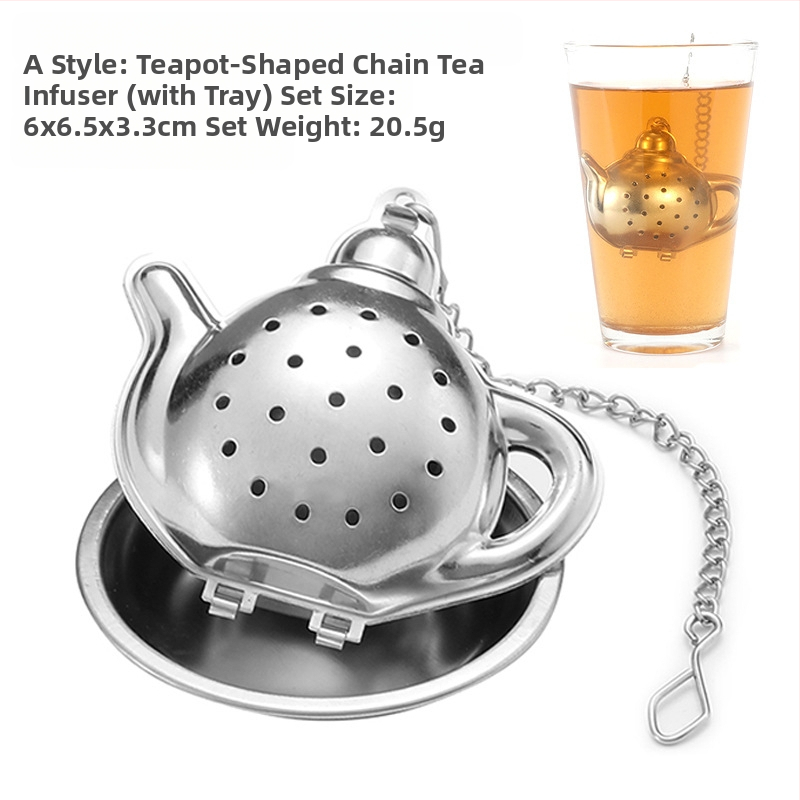 Nerūdijančio plieno pakabinamas puodelio arbatos sietelis modernus arbatos gaminimo artefaktas biuro arbatos čiaupas su specialiu padėklu, įvairių raštų pasirinktinai