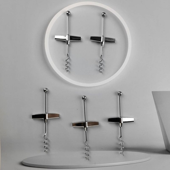 Didmeninė prekyba tarpvalstybiniu „pasidaryk pats“ vyno butelių atidarytuvu, T formos karoliukų spalvos dengimo spalvos sidabro kamščio butelių atidarytuvo vyno rinkiniu