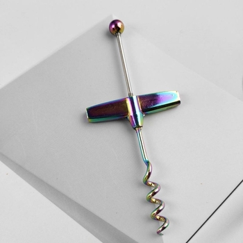 Didmeninė prekyba tarpvalstybiniu „pasidaryk pats“ vyno butelių atidarytuvu, T formos karoliukų spalvos dengimo spalvos sidabro kamščio butelių atidarytuvo vyno rinkiniu