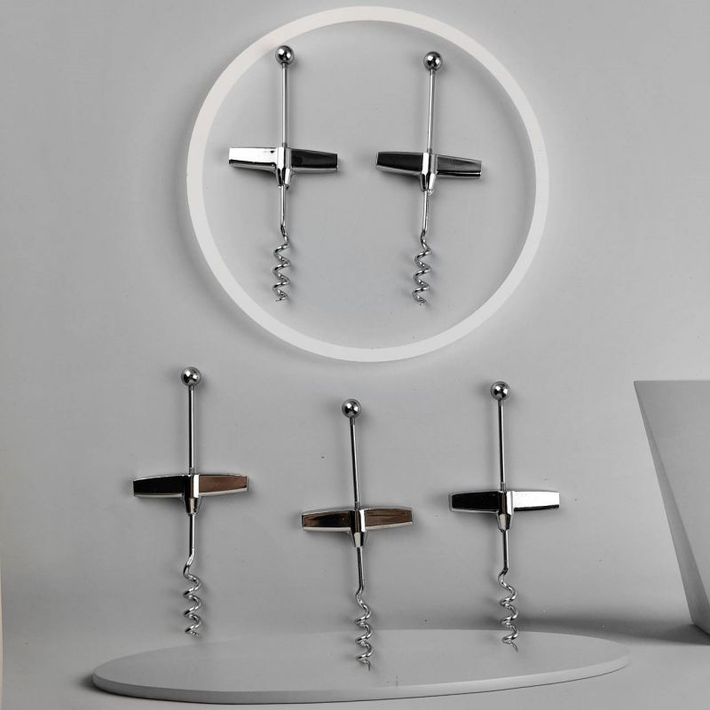 Didmeninė prekyba tarpvalstybiniu „pasidaryk pats“ vyno butelių atidarytuvu, T formos karoliukų spalvos dengimo spalvos sidabro kamščio butelių atidarytuvo vyno rinkiniu