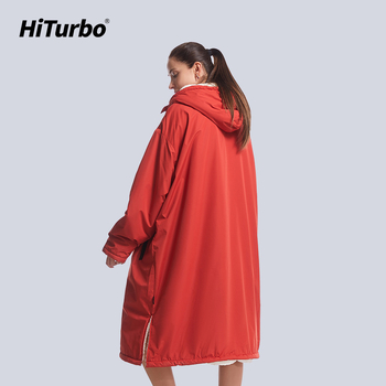 HiTurbo водоустойчива топла наметало от памук и кадифе, удебелено на открито, плуване, гмуркане, сърф, ветроустойчива преобличаща се халат