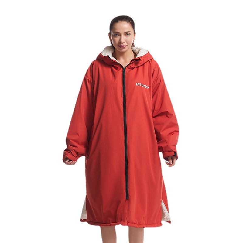 „HiTurbo“ vandeniui atsparus šiltas apsiaustas, medvilninis aksomas, sutankintas lauko maudynėms, nardymui, banglenčių sportui, vėjui atsparus vystymo chalatas