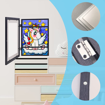 Ξύλινη Κορνίζα Διασυνοριακής Χρήσης Ξύλινο Κουτί Αποθήκευσης Ελαιογραφίας για Παιδιά, Παιδική Κορνίζα Φωτογραφιών με Αναδιπλούμενη Κορνίζα Τέχνης