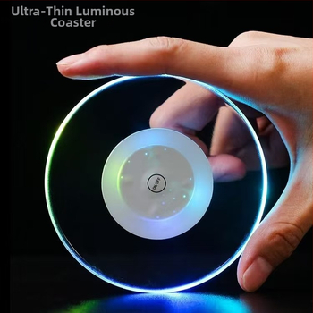 Akrilo šviečiantys padėkliukai, blykstės LED padėkliukų baro atmosfera, šviesos padėkliukai, vyno butelio pagrindas, blykstės puodelio lipdukas, logotipas