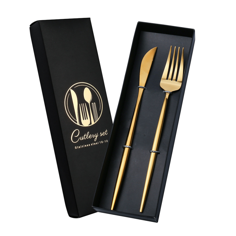 V formos nerūdijančio plieno stalo įrankių rinkinys, portugališkas peilis, šakutė ir šaukštas, keturių dalių, auksinis peilis ir šakutė, vakarietiško stiliaus stalo įrankiai, tinkantys dovanai.